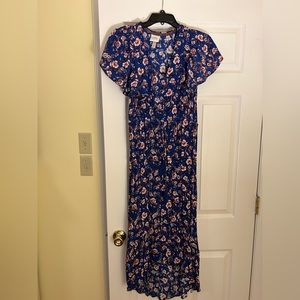 KNOX ROSE blue floral flutter sleeve high-low Dress - Size M